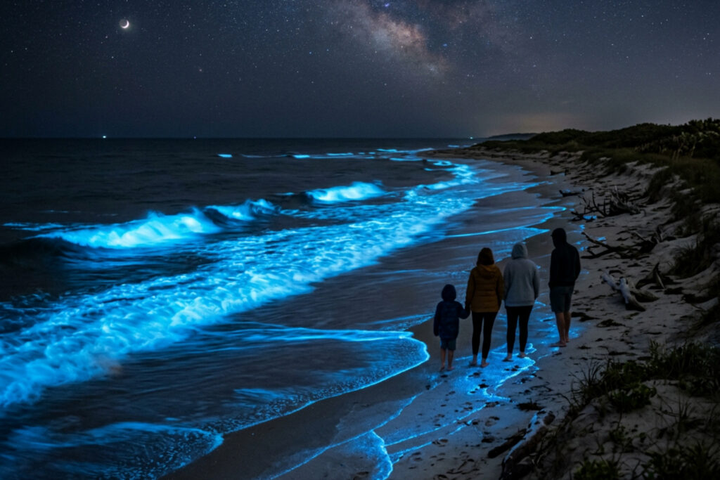 glowing beach